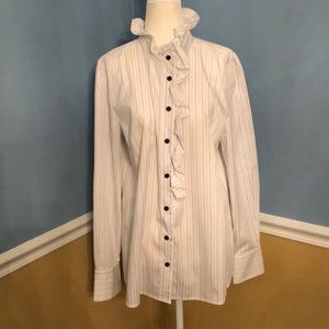 Striped Ruffle button up